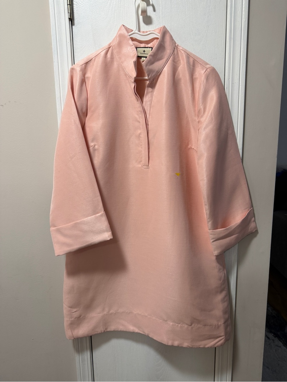 Tuckernuck Peach-Pink Mandarin Collar Button-Down Shirt